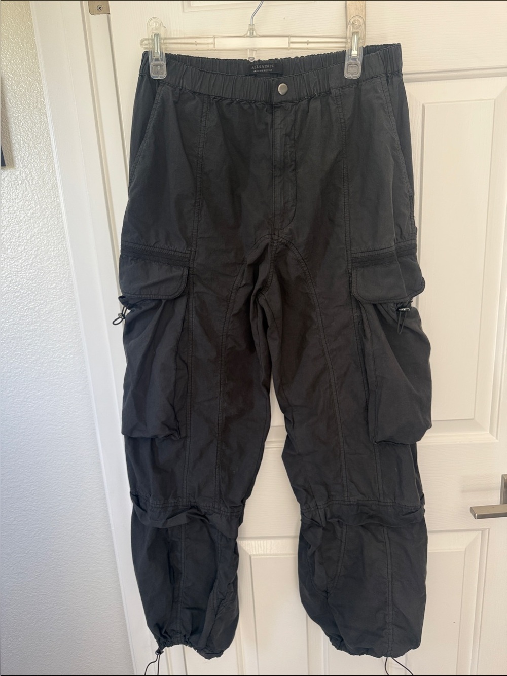 AllSaints Black Utility Cargo Trousers
